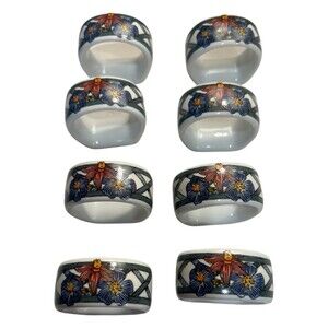 8 Dansk Nordic Garden Napkin Rings 2" by Victoria Morrison Vintage